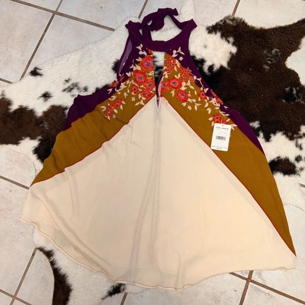 Free People NWT Beat Of My Heart Boho Colorblock Tunic Top Size L